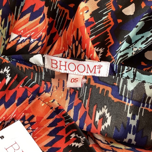 Bhoom Silky Ruffle Hem Halter Maxi Long Dress, One Size Geometric Print - Picture 2 of 9